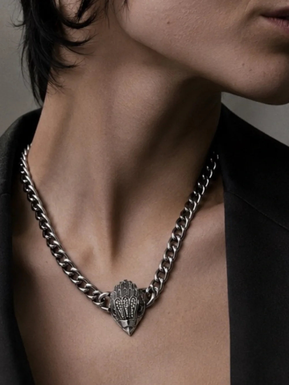 Atelier Noir Chunky Chain Necklace with Ornate Pendant